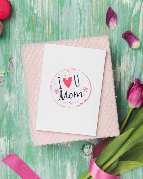 Mother's day card with flower petals