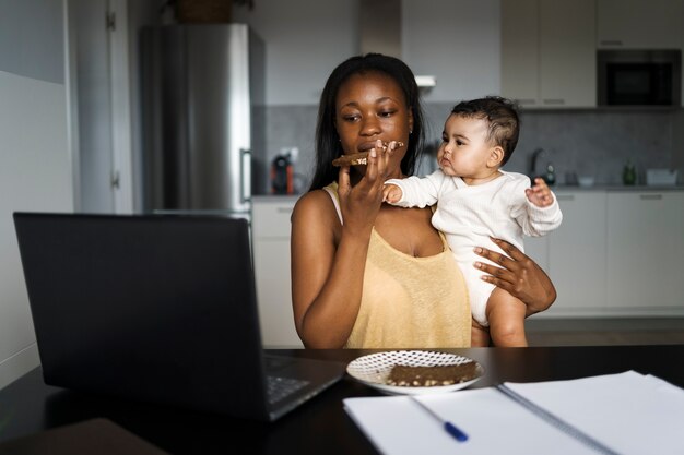 Mother spending time with her beloved child