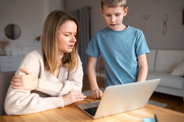 Mother spending time with her child