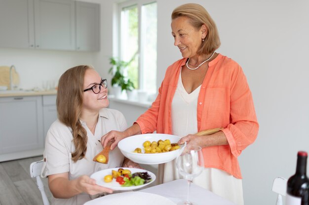 Mother spending time with her daughter at home