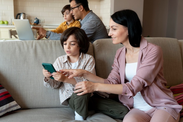 Mother wanting to watch what her son is playing