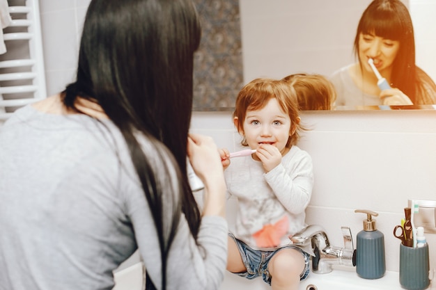 mother with cute daughter