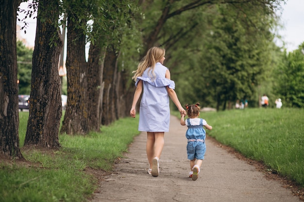 Mother with little daughter in park