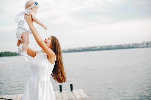 Mother with little daughters