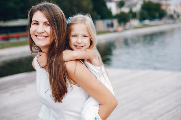 Mother with little daughters