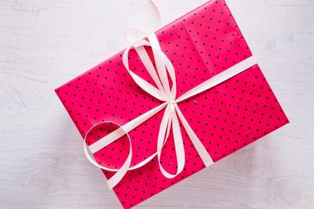 Mothers day composition with pink gift box