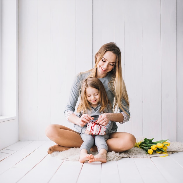 Mothers day concept with happy mother and daughter