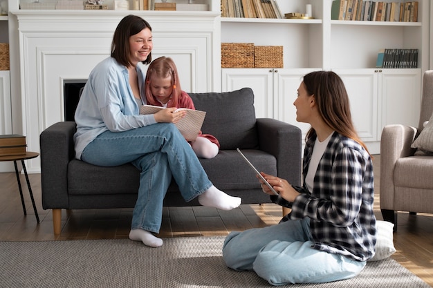 Mothers spending time together with their daughter