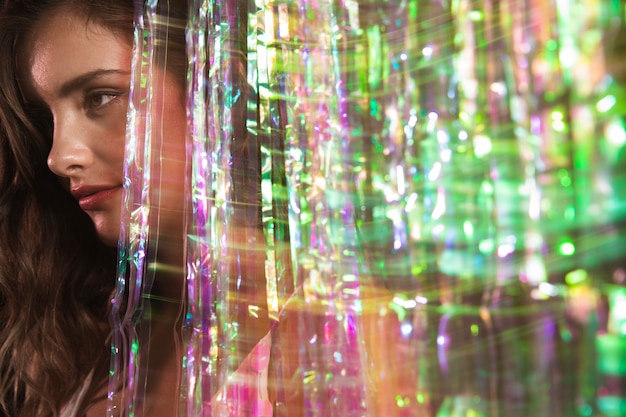 Free photo motion blur of a woman looking away portrait