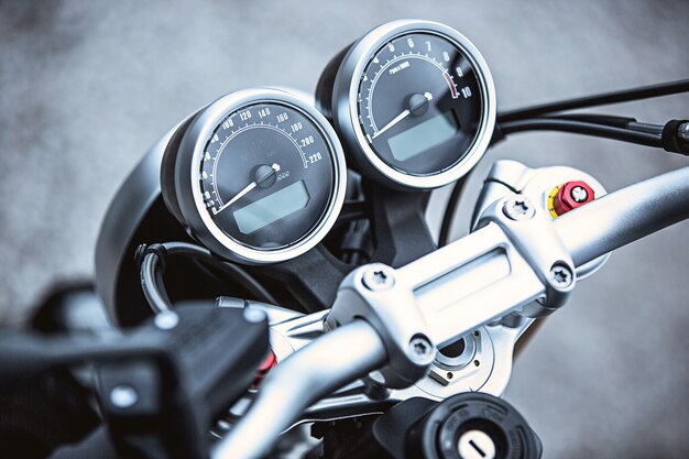 Motorcycle luxury items close-up: Motorcycle parts