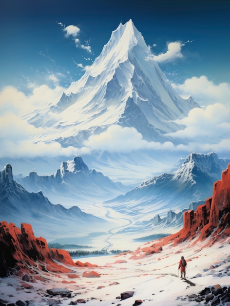 Free photo mountain landscape with fantasy style scene