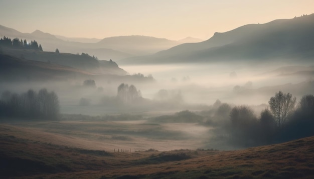 Free Photo mountain peak back lit by sunrise tranquil scene generated by ai