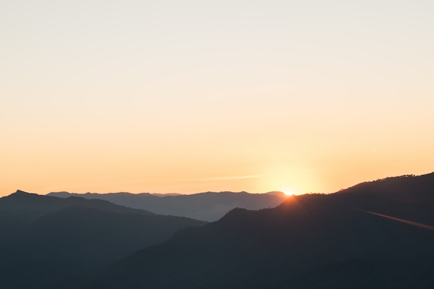 Free Photo mountain range in the morning, silhouette layer mountain