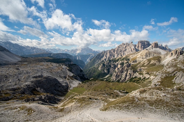 Mountainous landscape in Three Peaks Nature Park in Italy