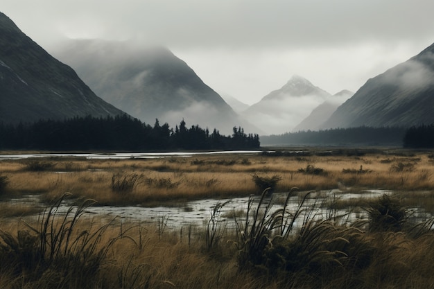 Free Photo mountainous nature landscape with river