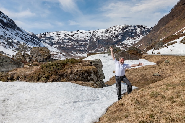 Free Photo mountains, snow-covered fjord