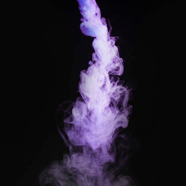 Free photo movement of purple dense swirl smoke on black background