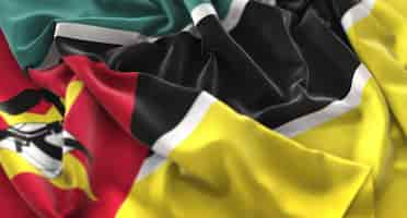 Free photo mozambique flag ruffled beautifully waving macro close-up shot