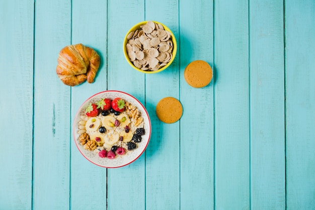 Muesli and croissant