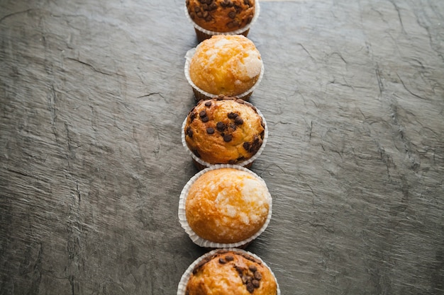 Free photo muffins placed in line