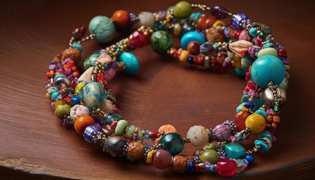 Free photo multi colored beads adorn necklace and bracelet set generated by ai