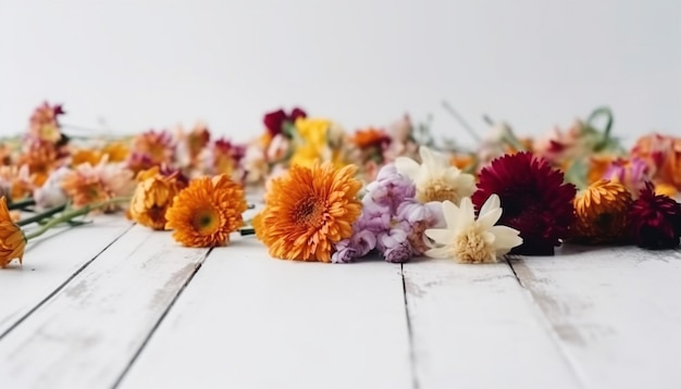 Free Photo multi colored bouquet of fresh flowers on table generative ai