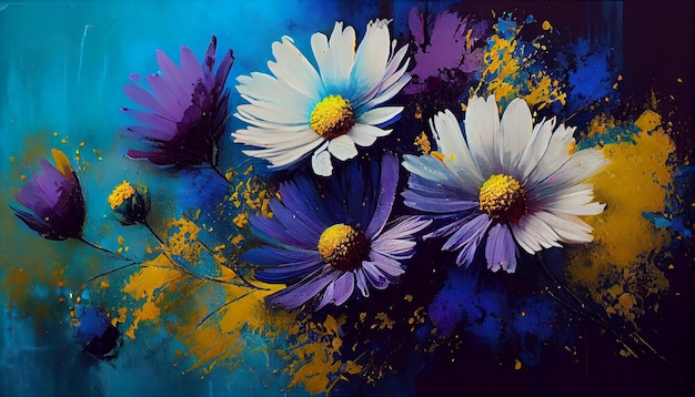 Multi colored daisy brings springtime freshness generated by AI