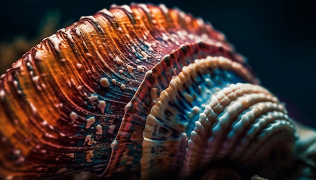 Free photo multi colored seashell spiral beauty in nature design generated by ai