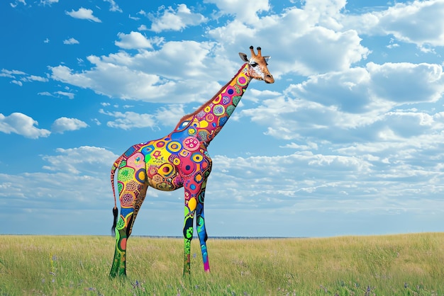 multicolor giraffe AI generated