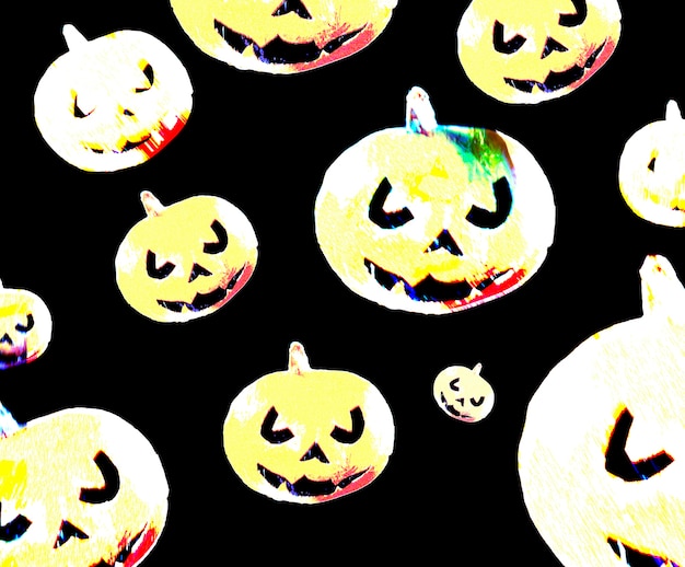 Multicolor scary pumpkins pattern