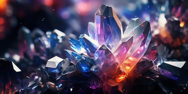 Free Photo multicolored crystals shines against an abyssal backdrop