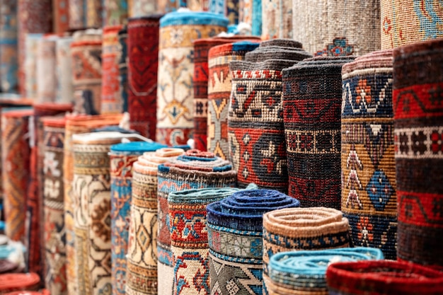 Free Photo multiple carpets at the grand bazaar in istanbul turkey