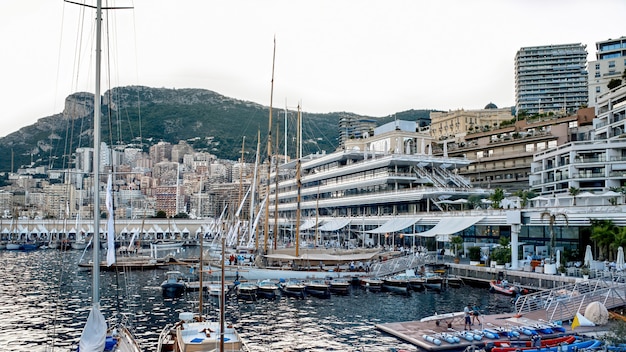 Free photo multiple moored boats and yachts in monaco