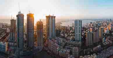 Free photo mumbai city skyline aerial panorama