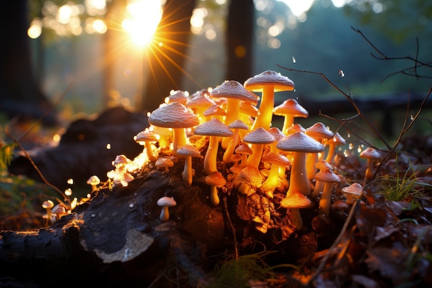 Free Photo mushrooms growing  in forest