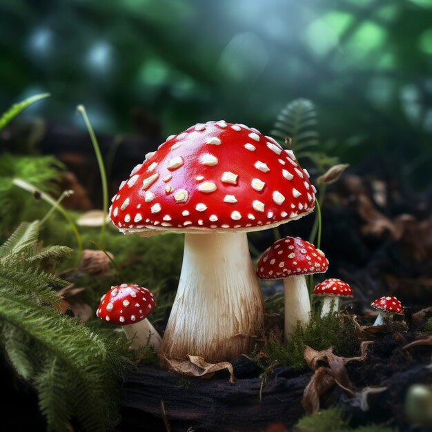 Mushrooms growing in forest