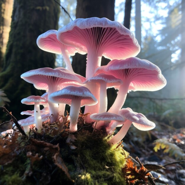 Mushrooms growing in forest