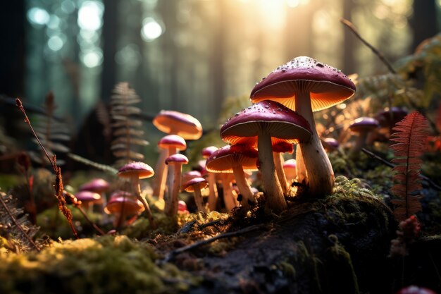 Mushrooms growing in forest