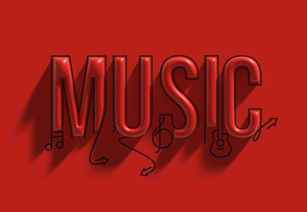 Music Calligraphic 3D art Text Shopping Design.