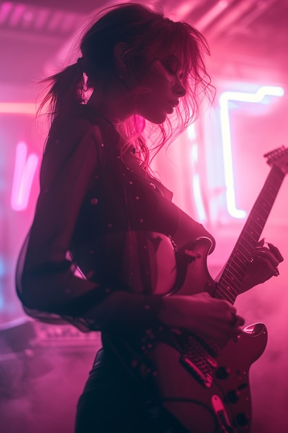 Musician playing the electric guitar