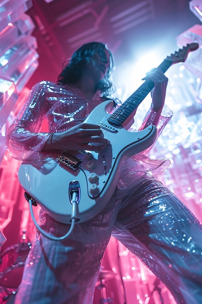 Free Photo musician playing the electric guitar