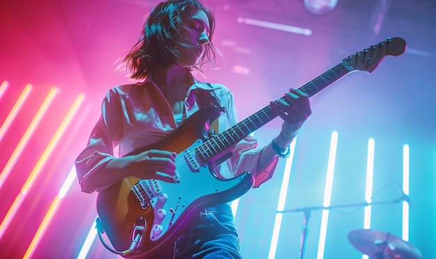 Free photo musician playing the electric guitar