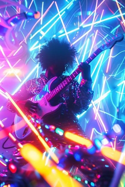 Free photo musician playing the electric guitar