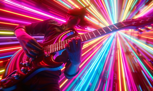 Free Photo musician playing the electric guitar