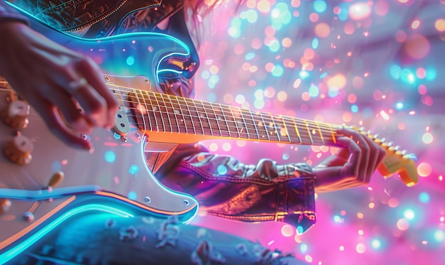 Free photo musician playing the electric guitar