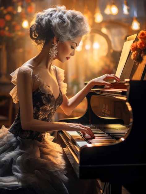 Free photo musician playing piano