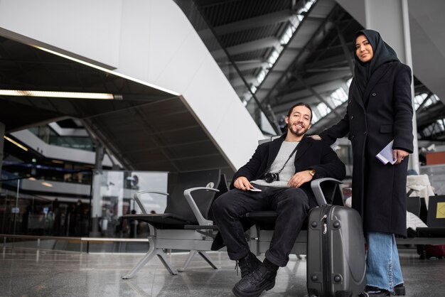 Muslim couple traveling together