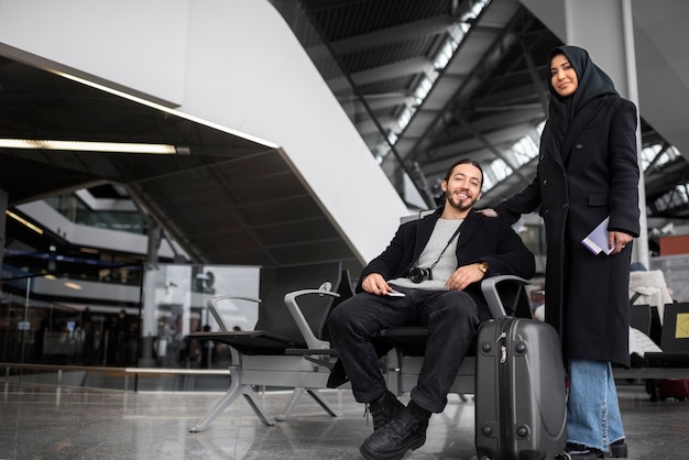 Muslim couple traveling together