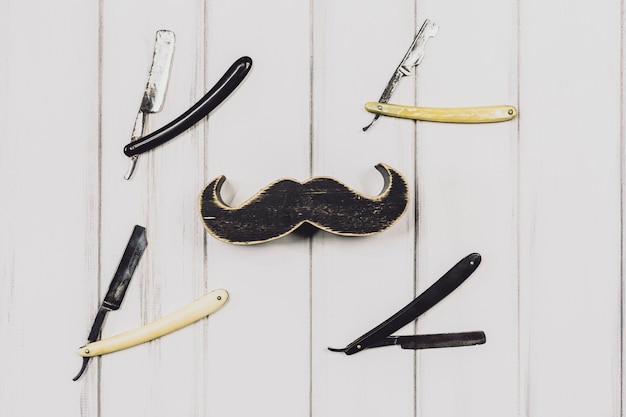 Free Photo mustache and razors on white background