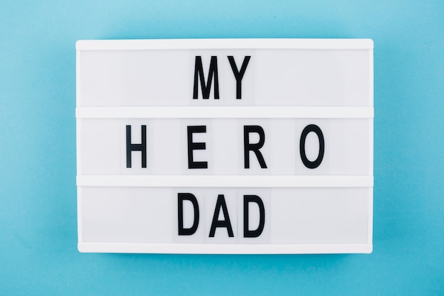 My hero dad title on tablet